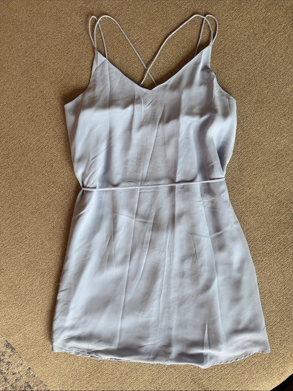 Strappy V-Neck Mini Dress in Light Blue